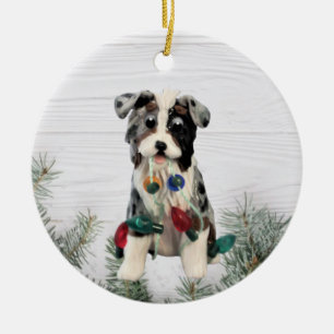 Décoration En Céramique Australian Shepherd Blue Merle Tricolor en cérami
