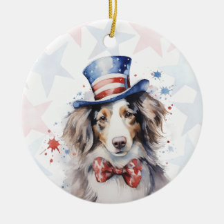 Décoration En Céramique Australian shepherd Dog, 4th of july Personalized