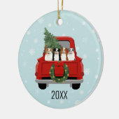 Décoration En Céramique Australian Shepherd Dogs camion rouge Noël (Gauche)