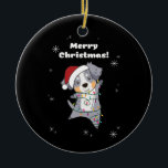 Décoration En Céramique Australian Shepherd Merry Christmas Winter<br><div class="desc">L'Australian Shepherd at Christmas with fairy lights. Funny animals with poists for the holidays. Also funny for Christmas in July. Dogs are cute animals and are parfait pour Christmas.</div>