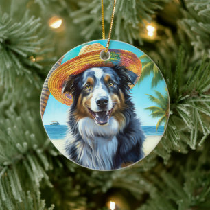 Décoration En Céramique Australian Shepherd On Beach amoureux des chiens c