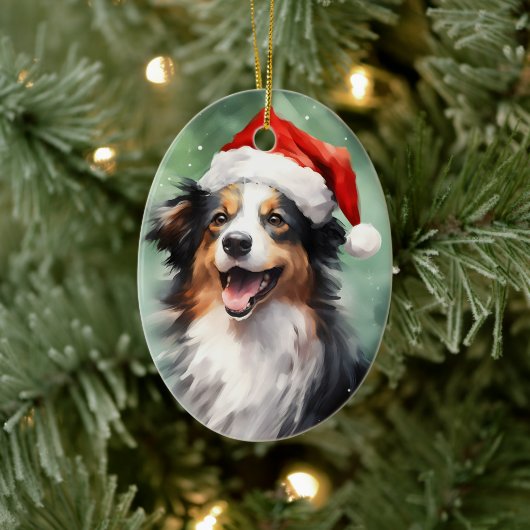 Décoration En Céramique Australian Shepherd peinture de Noël (Arbre)