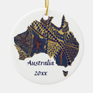 Décoration En Céramique Australie Doodle Tan rouge bleu