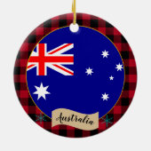 Décoration En Céramique Australie, Plaid de bison rouge et drapeau austral (Dos)