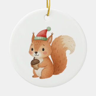 Décoration En Céramique Autocollant de Noël mignon écureuil avec gland