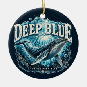 Décoration En Céramique Aventure de baleine bleu profond océan