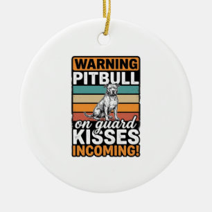 Décoration En Céramique Avertissement Pitbull Bisous à venir Design de chi