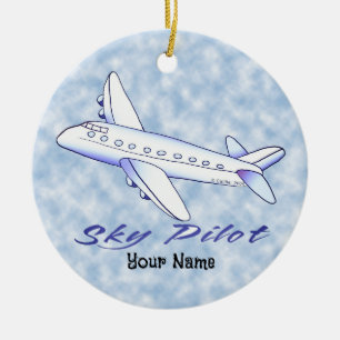 Décoration En Céramique Avion bleu Sky
