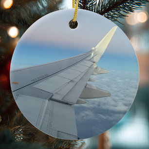 Décoration En Céramique Avion d'aviation - photo de Noël personnalisée