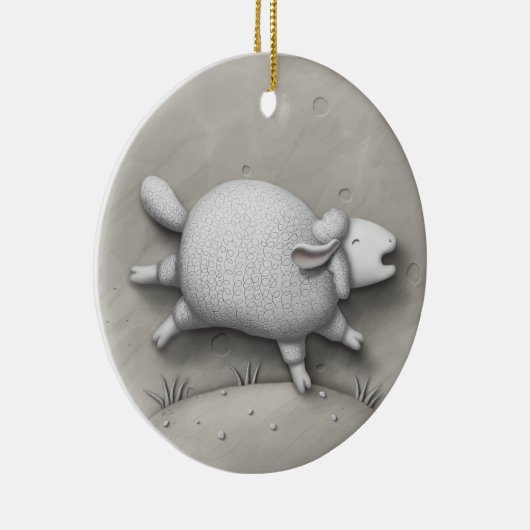 Décoration En Céramique Baa Relief Cute Galloping Sheep (Droite)