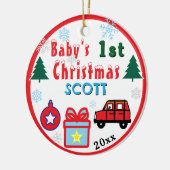 Décoration En Céramique Baby Boy First Christmas Red Toy Car NAME (Gauche)