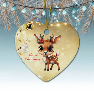 Décoration En Céramique Baby Deer, Faun, Doe, Reindeer 🦌 🎄 Joyeux Noël