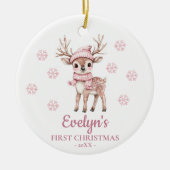 Décoration En Céramique Baby Deer Personalized Girl's First Christmas (Devant)