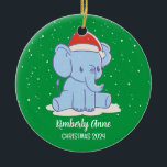 Décoration En Céramique Baby Elephant Père Noël Noël Snowy Vacances d'hive<br><div class="desc">Belle caricature animale pour enfants et enfants. Parfait pour la première fête de Noël en famille. Vous pouvez customiser le texte pour n'importe quelle occasion.</div>