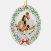 Décoration En Céramique Baby First Christmas Custom 2-Photo & Birth Stats (Droite)