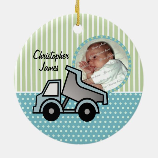 Décoration En Céramique Baby First Christmas Dump Truck Photo (Dos)