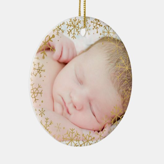Décoration En Céramique Baby First Christmas Gold Snowflakes Custom (Droite)
