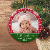 Décoration En Céramique Baby First Christmas - Pois rouges