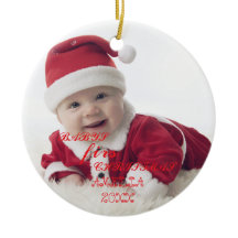 Baby First Christmas Snowflakes Stylish Chic Photo