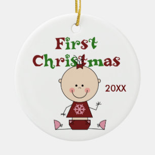 Décoration En Céramique Baby Girl First Christmas Date Ornament