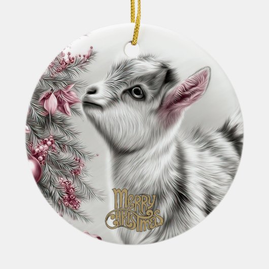 Décoration En Céramique Baby Goat Christmas 15 and YOUR PHOTO (Devant)