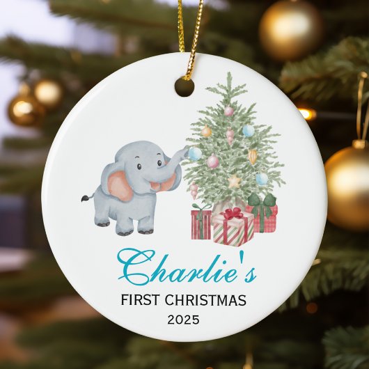 Décoration En Céramique Baby’s First Christmas Personalized Elephant