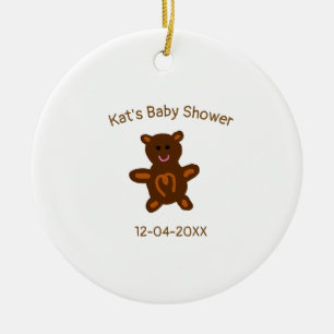 Décoration En Céramique baby shower Brown ours en peluche ajouter nom date