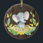 Décoration En Céramique Baby shower éléphant garçon rustique Jaune<br><div class="desc">Boy Rustique Elephant Baby shower Jaune en céramique Ornement</div>