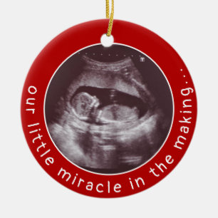 Décoration En Céramique Baby Ultrasound Photo Red Miracle Christmas