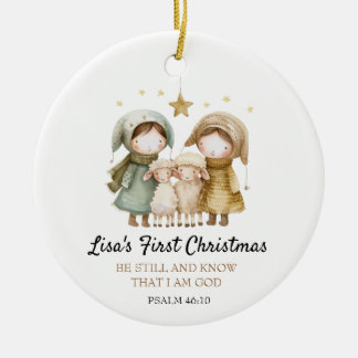 Décoration En Céramique Baby's First Christmas Bible Verse Lamb Shepherd