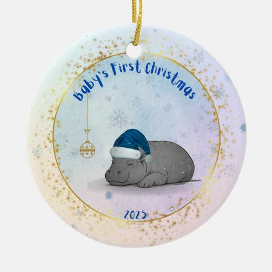 Décoration En Céramique Baby's First Christmas - Porcelain Hippo Ornament (Devant)