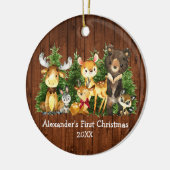 Décoration En Céramique Baby's First Christmas Wood Animals Deer Red (Gauche)