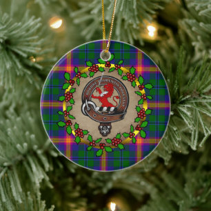 Décoration En Céramique Badge de clan jeune et Noël personnalisé tartan