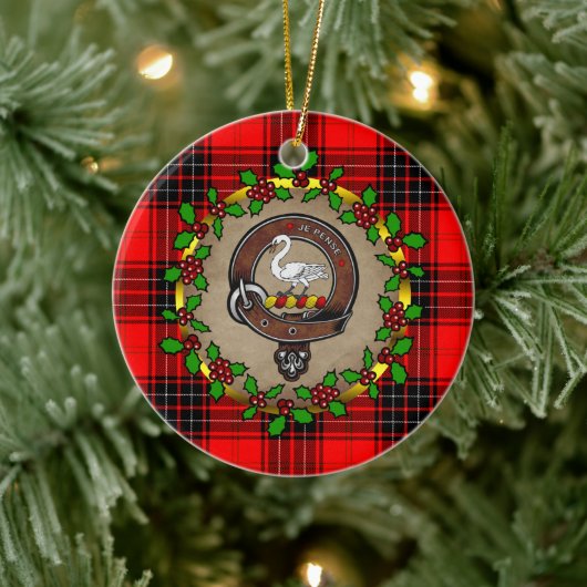 Décoration En Céramique Badge de clan Wemyss & Tartan Noël personnalisé (Arbre)