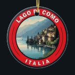 Décoration En Céramique Badge Lago di Como Italie<br><div class="desc">Design vectoriel du lac de Côme. Le lac de Côme,  situé dans la région de Lombardie,  dans le nord de l'Italie,  est une station balnéaire haut de gamme connue pour ses paysages spectaculaires,  située au pied des Alpes.</div>