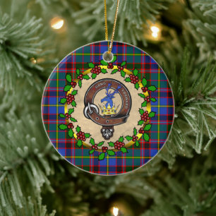 Décoration En Céramique Badge Stirling & Tartan Noël personnalisé