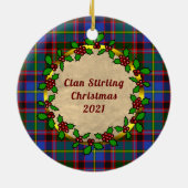 Décoration En Céramique Badge Stirling & Tartan Noël personnalisé (Dos)