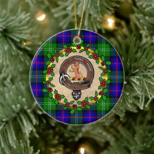 Décoration En Céramique Badge Sutherland & Tartan Noël personnalisé
