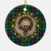 Décoration En Céramique Badge & Tartan Clan en bois Noël personnalisé (Devant)