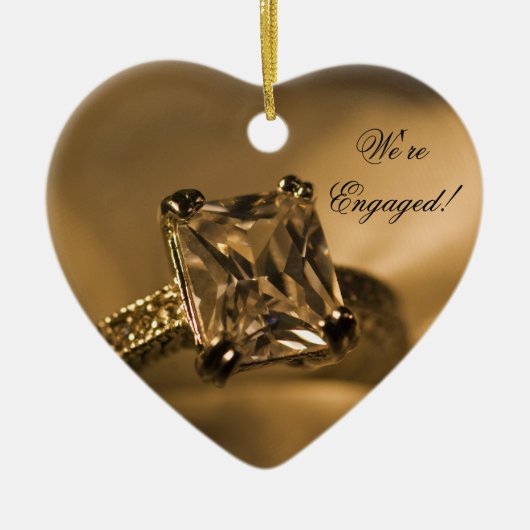 Décoration En Céramique Bague Fiançailles de diamant coupée Princesse (Devant)