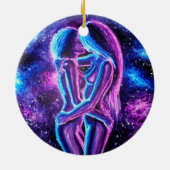 Décoration En Céramique Baiser lesbien en bleu et violet (Dos)