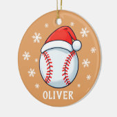 Décoration En Céramique Bal de baseball Red Santa Hat Snowflake Nom (Gauche)