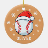 Décoration En Céramique Bal de baseball Red Santa Hat Snowflake Nom (Dos)