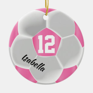 Décoration En Céramique Bal de football ⚽ rose et blanc