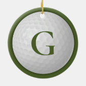 Décoration En Céramique Bal de golf de Noël Green Monogram (Dos)