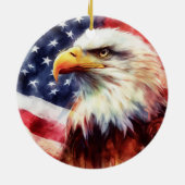 Décoration En Céramique Bald Eagle avec drapeau des États-Unis d'Amérique (Dos)