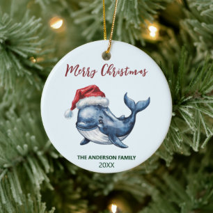 Décoration En Céramique Baleine nautique personnalisée à Noël du Père Noël