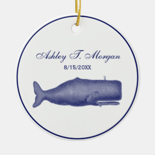 Décoration En Céramique Baleine stylisée vintage du 19e siècle #1 N Bleu