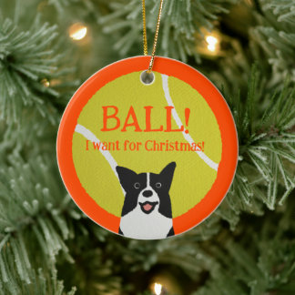 Décoration En Céramique BALL! I want for Christmas! : Border Collie