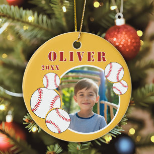 Décoration En Céramique Balle de Baseball Personnalisée Jaune Photo Sport